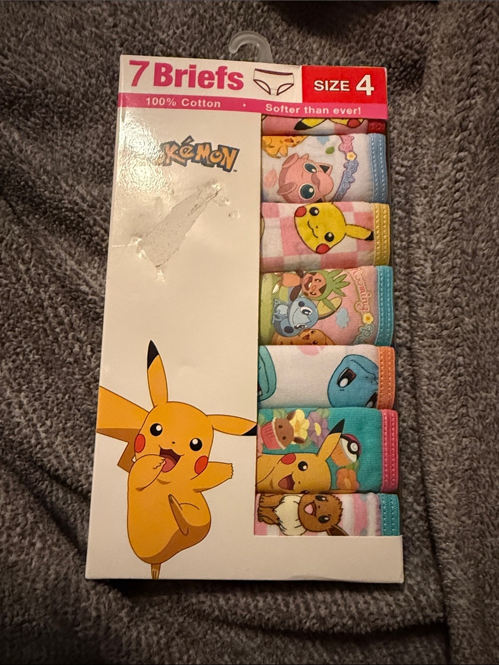 Pokémon Multicolor Cotton Briefs - Size 4 (7 Pack)
